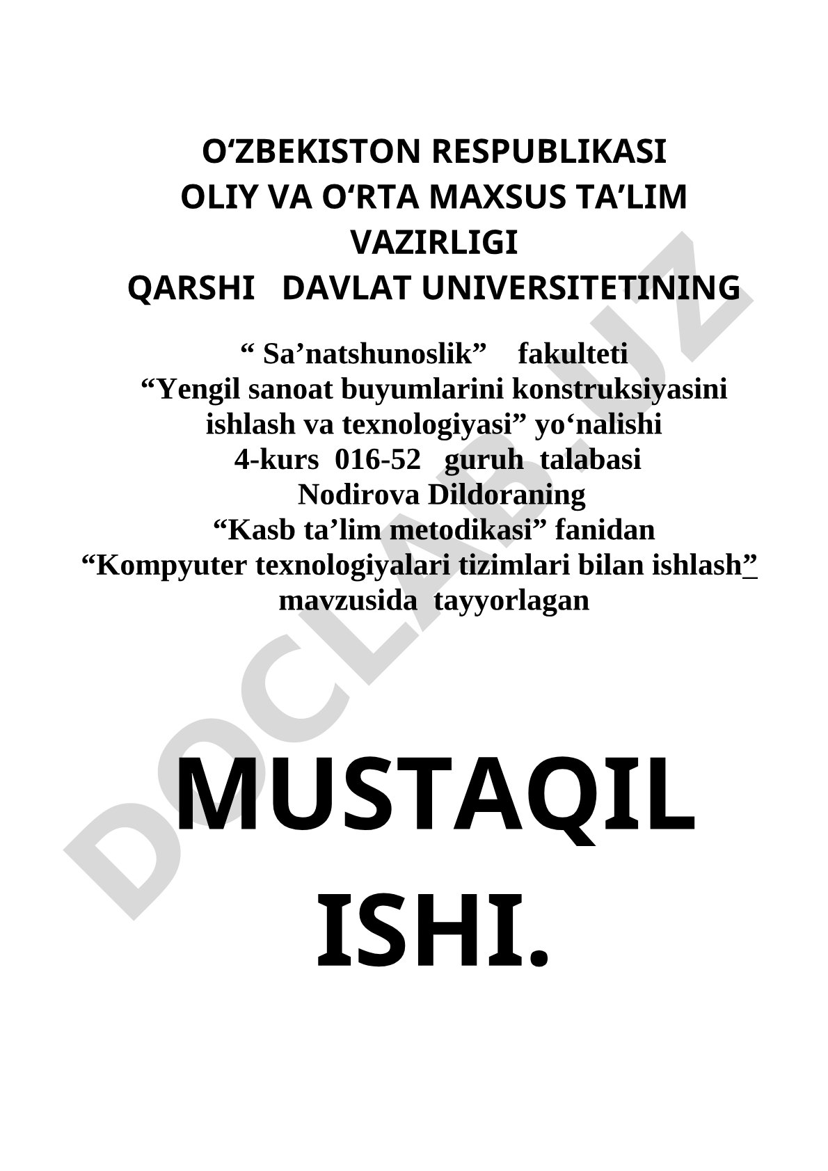 Kompyuter texnologiyalari tizimlari bilan ishlash