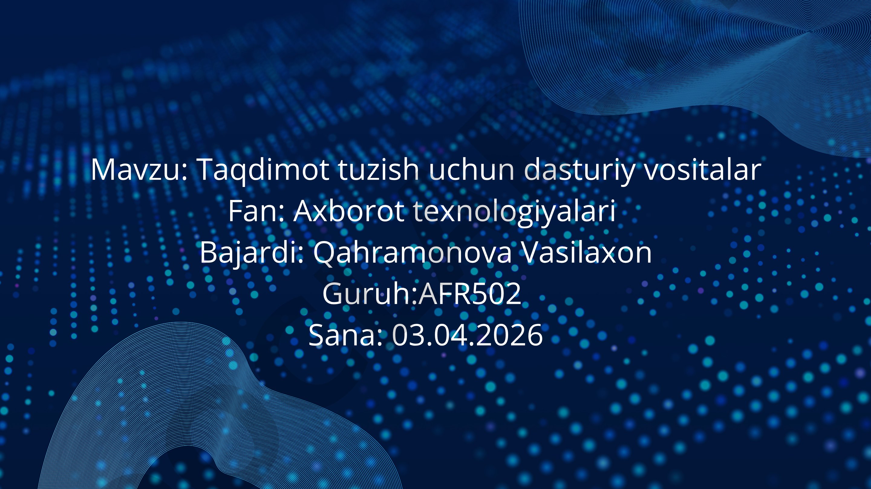 Taqdimot tuzish uchun dasturiy vositalar