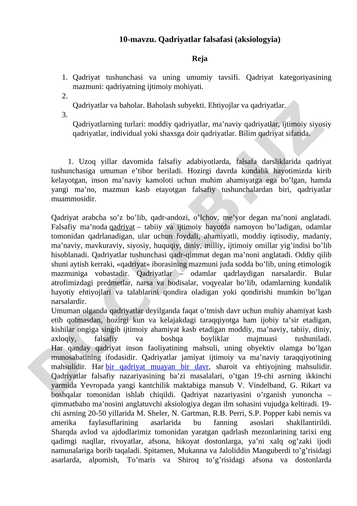 Qadriyatlar falsafasi (aksiologyia)