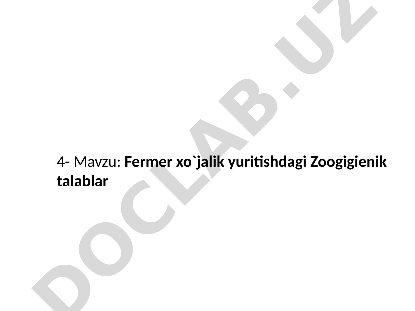 Fermer xo`jalik yuritishdagi Zoogigienik talablar