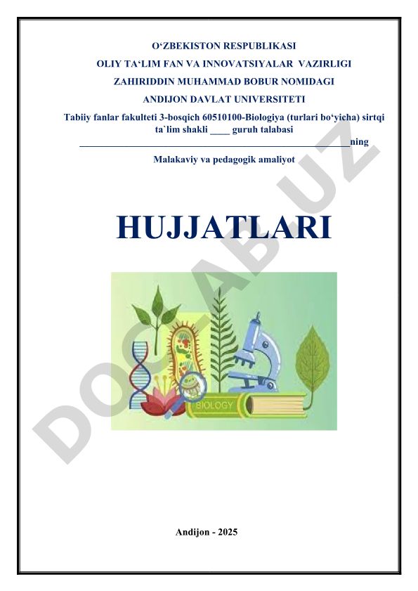 Malakaviy va pedagogik amaliyot hujjatlari