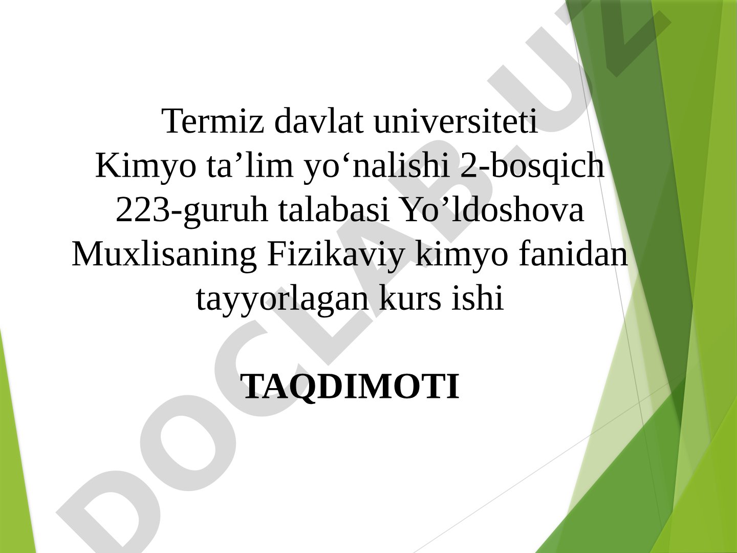 Kimyoviy reaksiya tezligi va kimyoviy kinetika