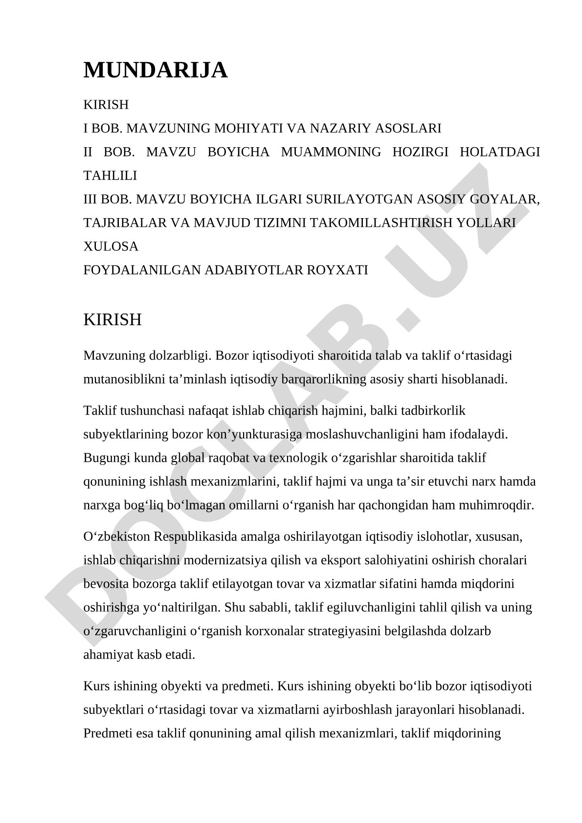 Taklif qonuni: mohiyati, tahlili va takomillashtirish yo'llari
