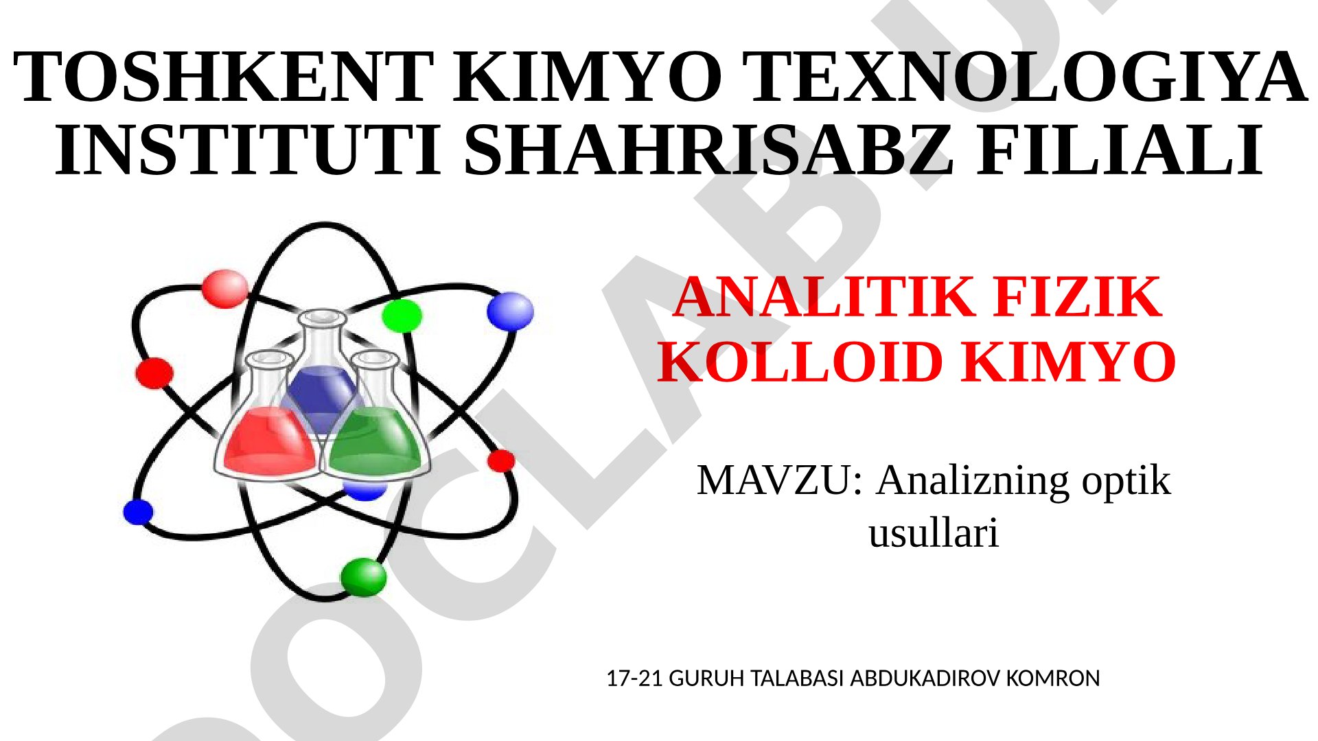 Analizning optik usullari