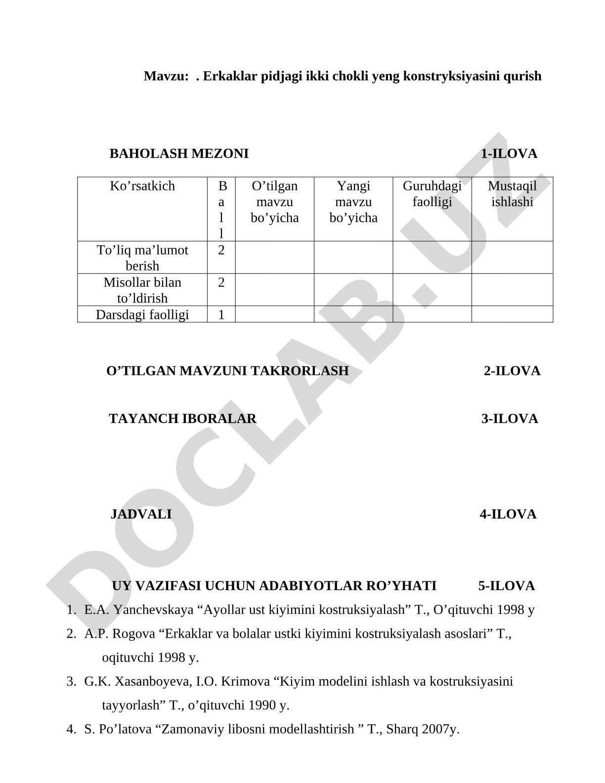 Erkaklar pidjagi ikki chokli yeng konstryksiyasini qurish