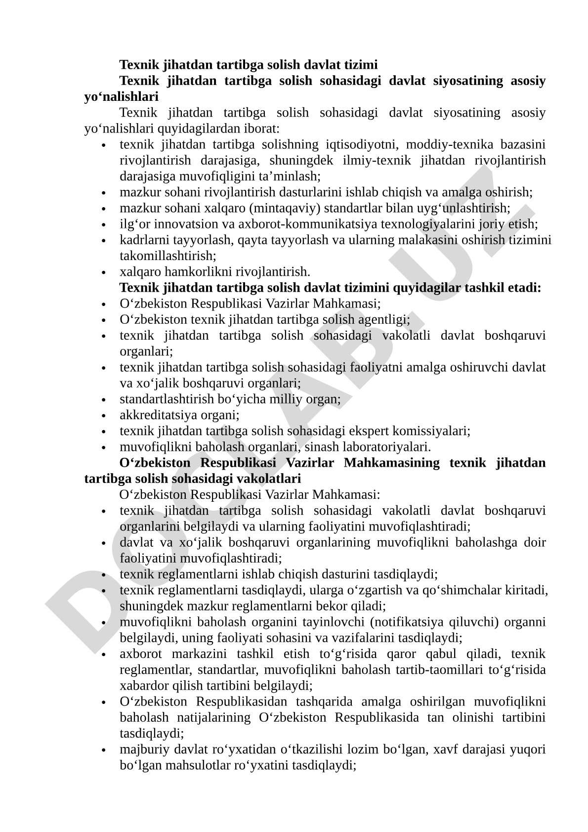 Texnik jihatdan tartibga solish davlat tizimi
