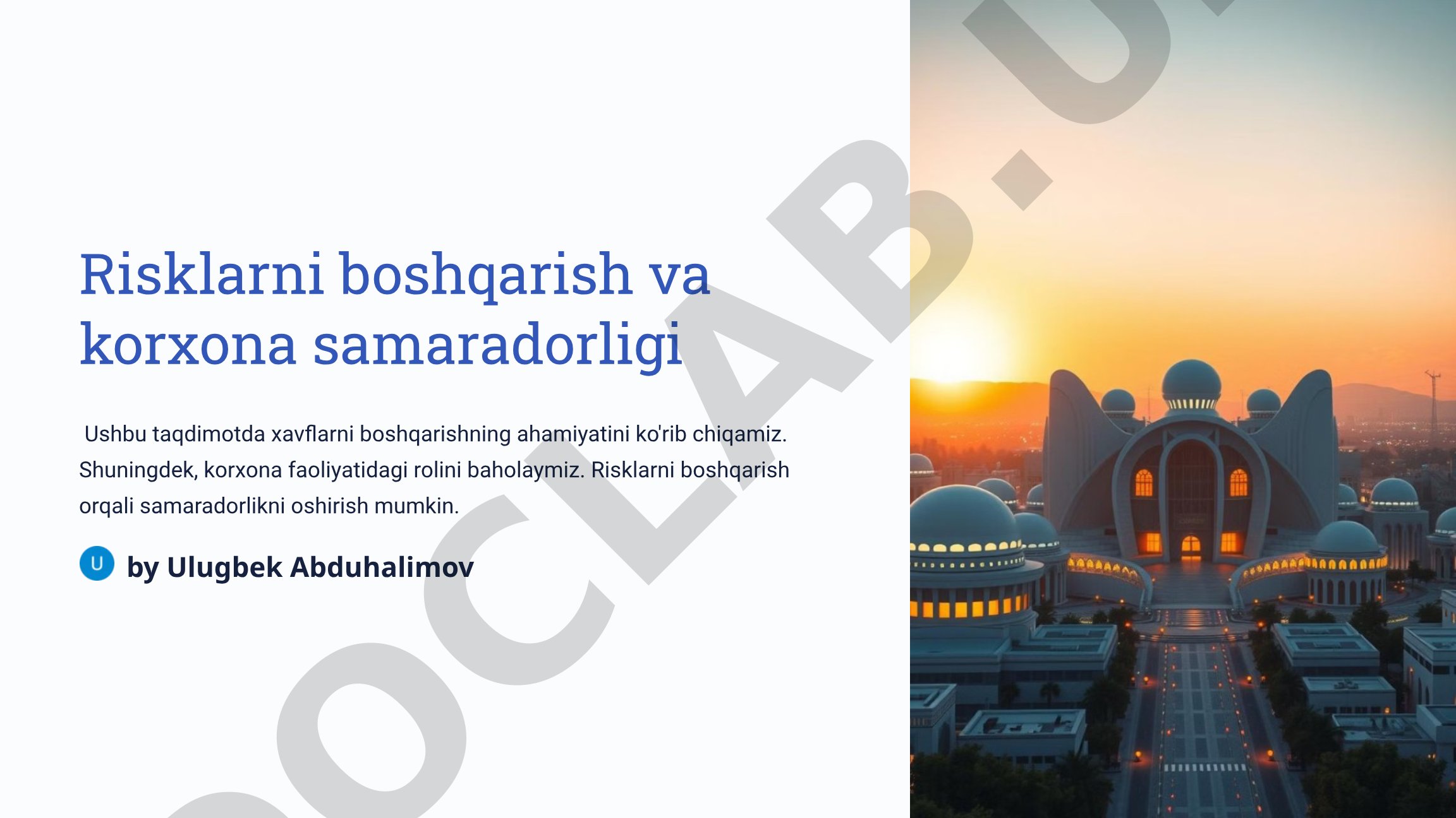 Risklarni boshqarish va korxona samaradorligi