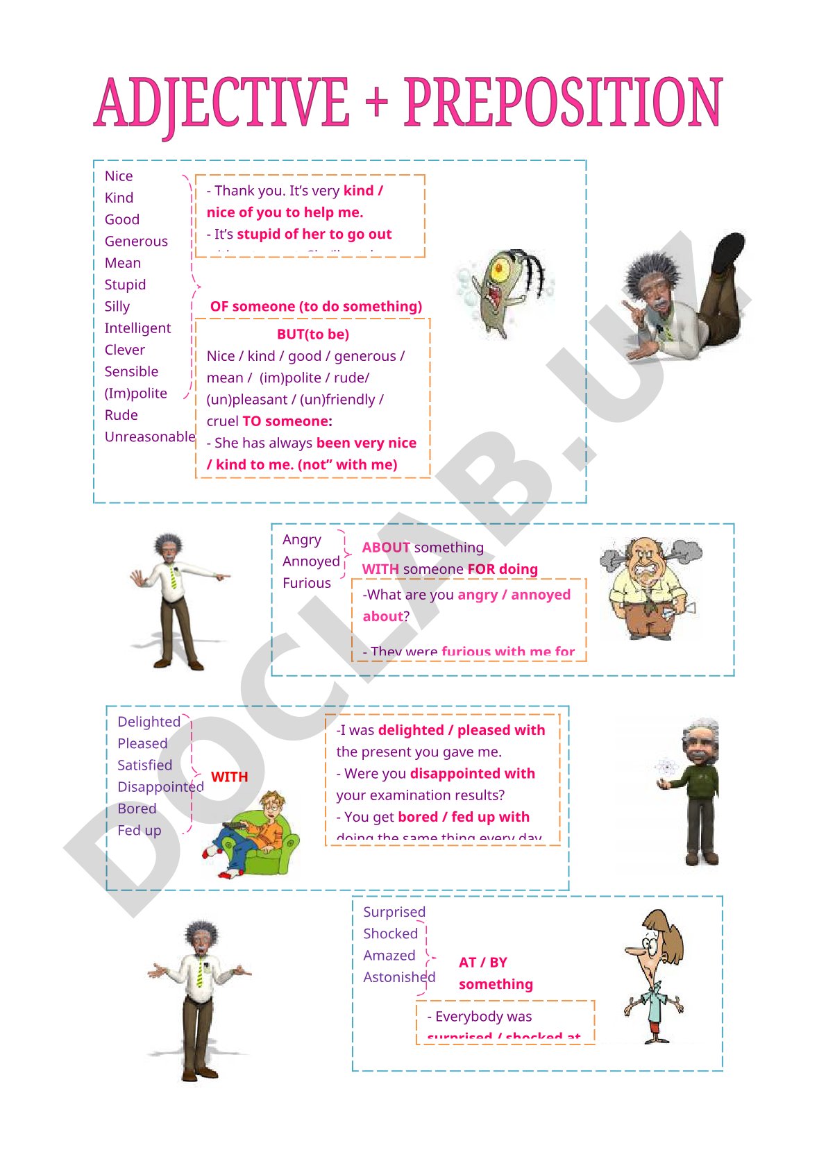English adjectives: personality traits and prepositions