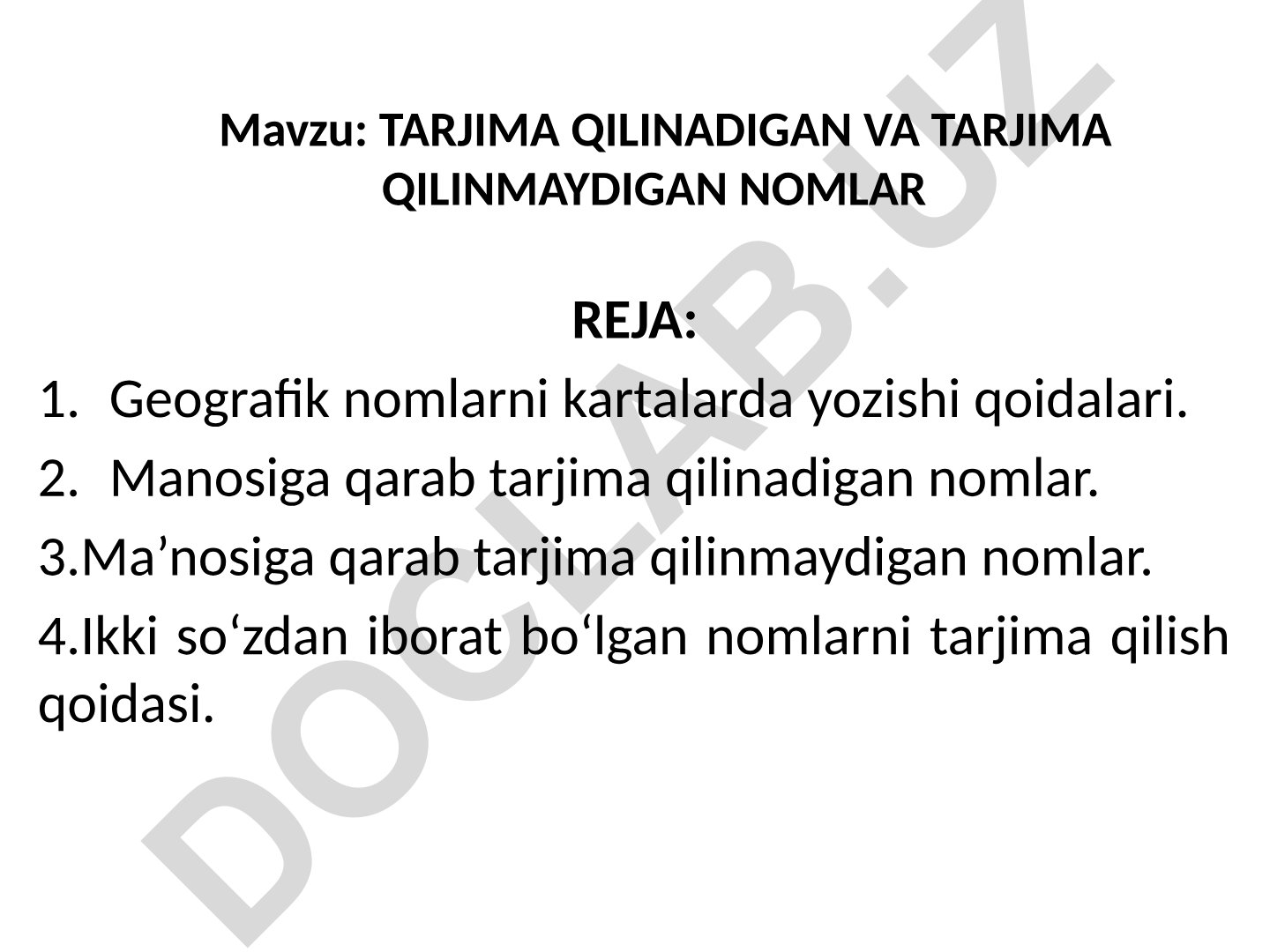 Geografik nomlarni tarjima qilish va yozish qoidalari
