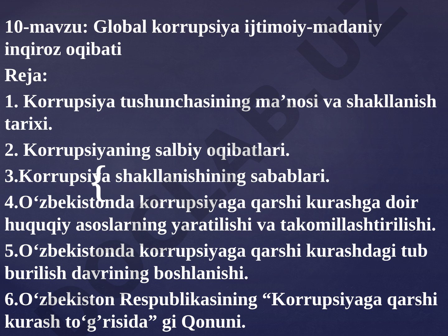 Global korrupsiya ijtimoiy-madaniy inqiroz oqibati