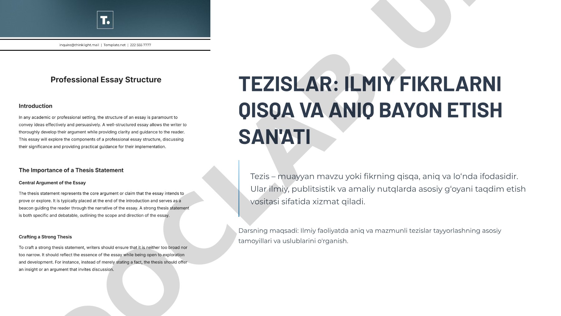 Tezislar: Ilmiy fikrlarni qisqa va aniq bayon etish san'ati