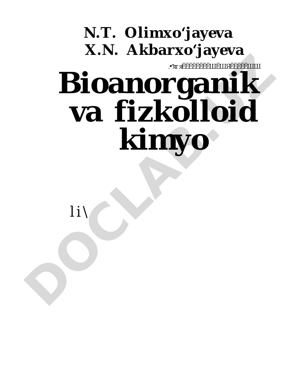 Bioanorganik va fizkolloid kimyo