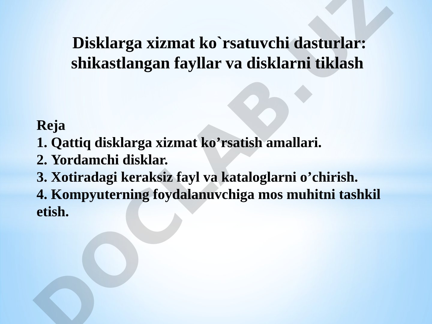 Disklarga xizmat ko'rsatuvchi dasturlar: shikastlangan fayllar va disklarni tiklash