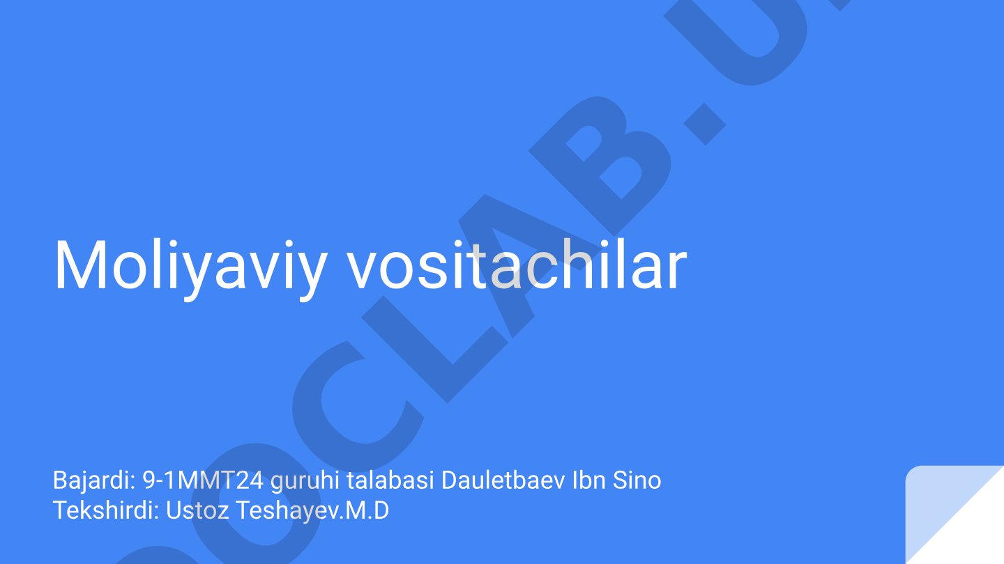 Moliyaviy vositachilarning mohiyati, turlari va iqtisodiyotdagi roli