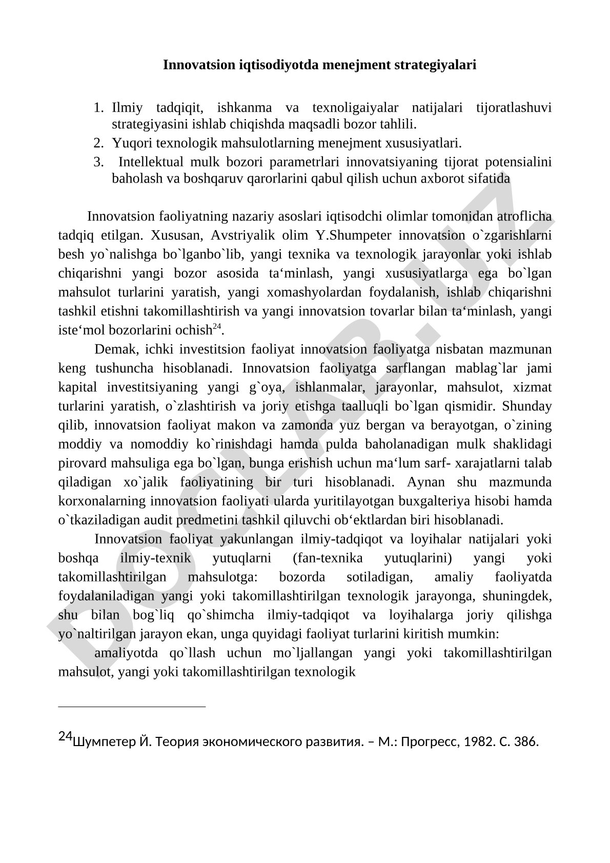 Innovatsion iqtisodiyotda menejment strategiyalari