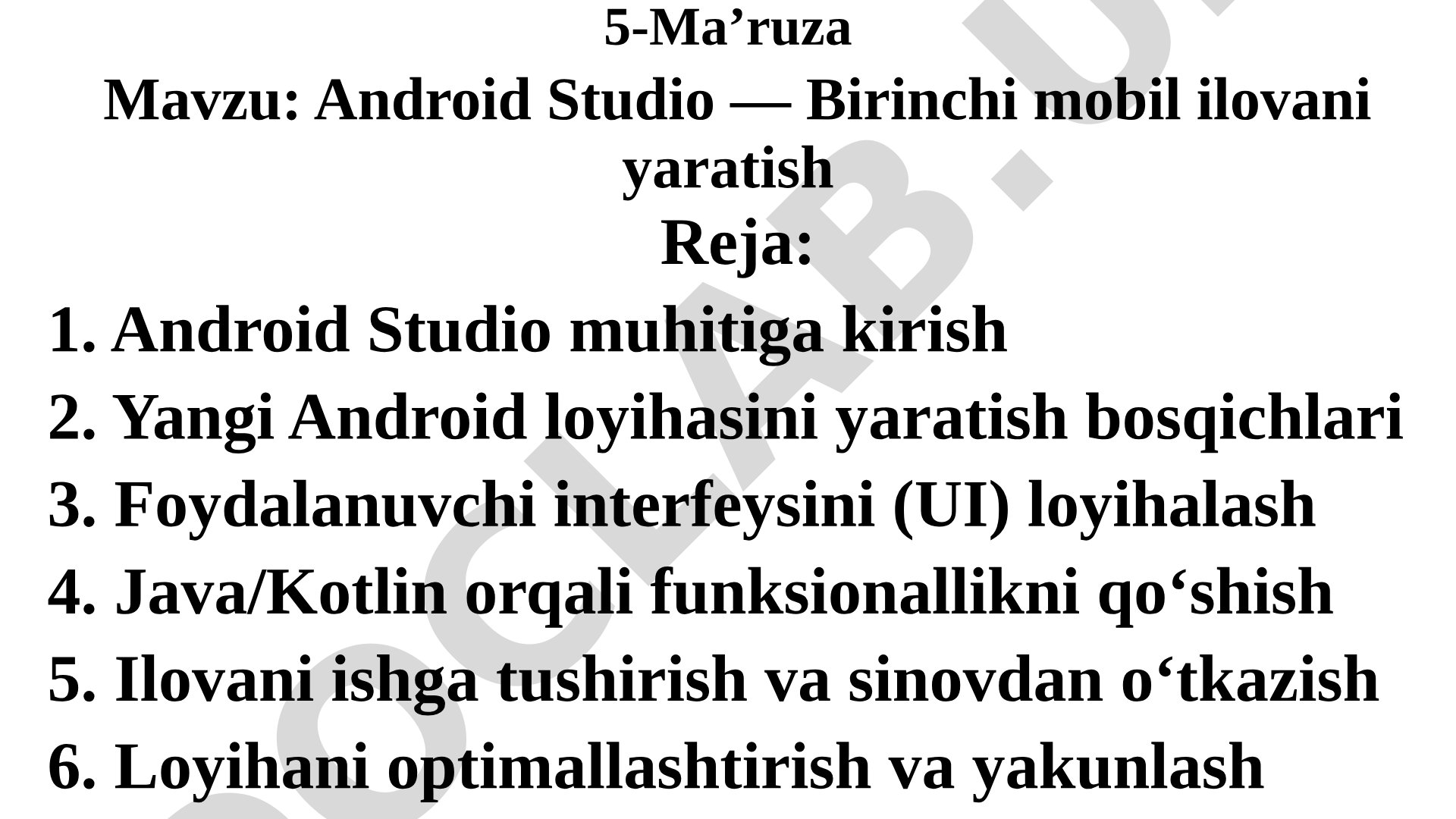 Android Studio — Birinchi mobil ilovani yaratish