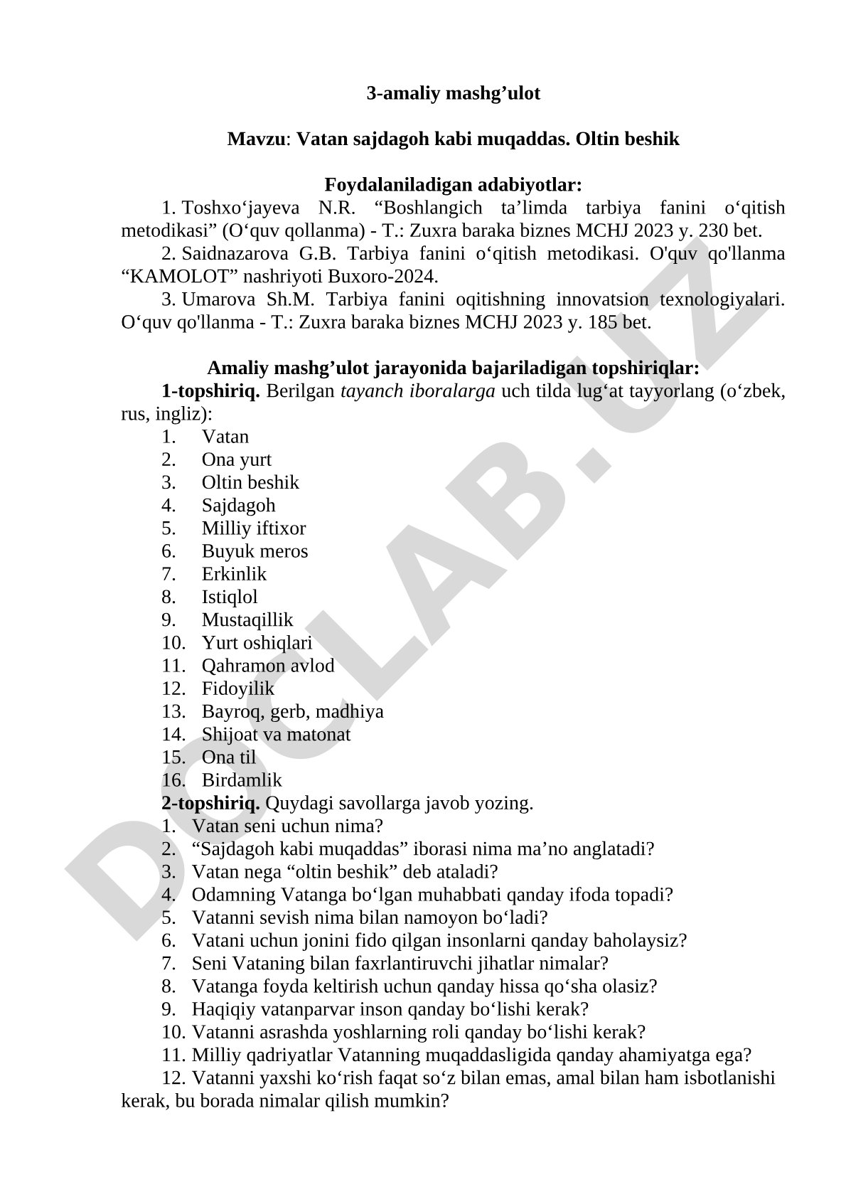 Vatan sajdagoh kabi muqaddas. Oltin beshik