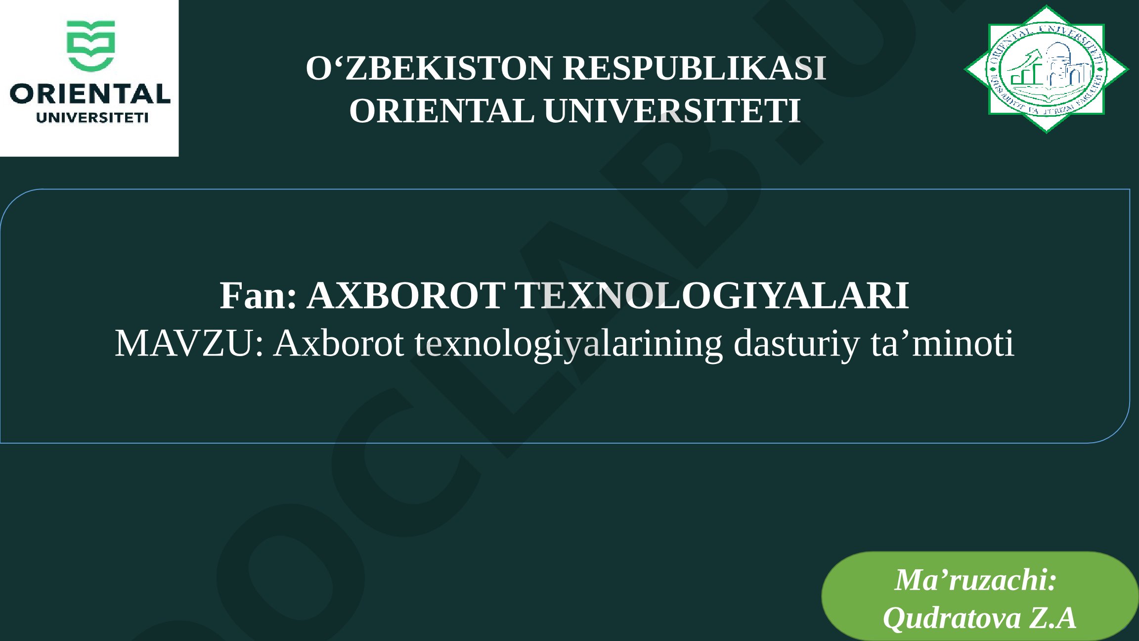 Axborot texnologiyalarining dasturiy ta'minoti