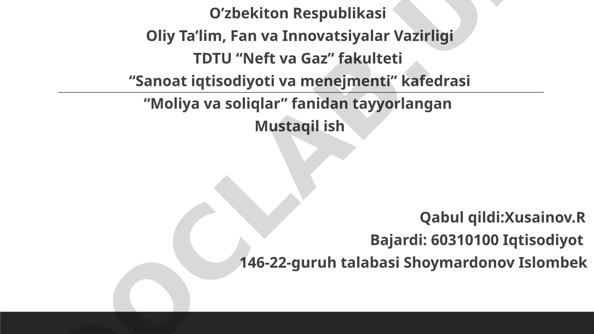 2.Moliya tizimi bo‘g‘inlari: davlat byudjeti, byudjetdan tashqari jamg‘armalar, korporativ moliya, s