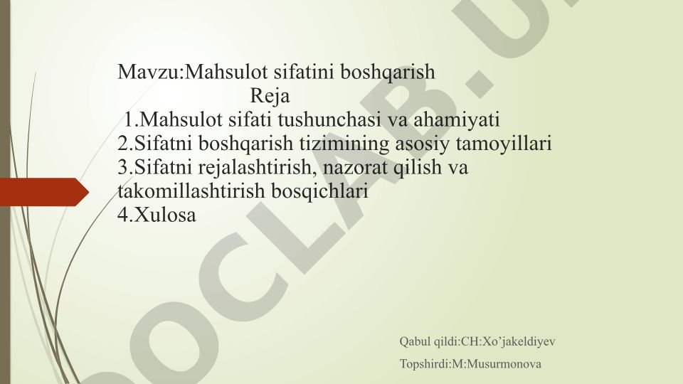 Mahsulot sifatini boshqarish