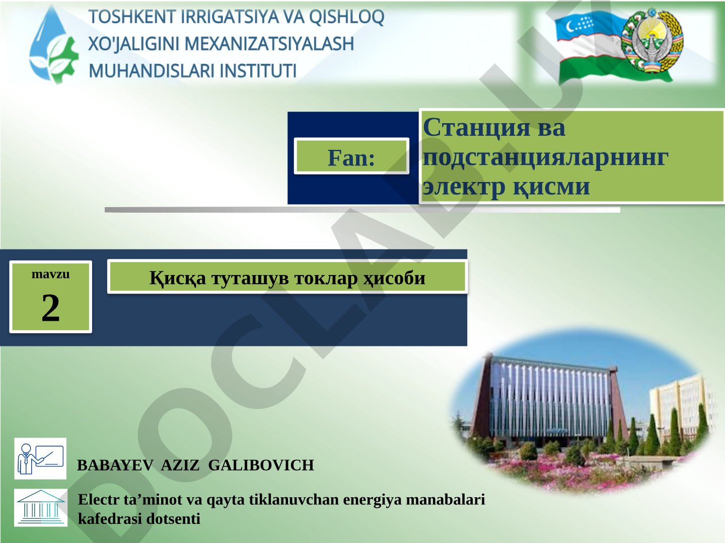 Qisqa tutashuv toklar hisobi
