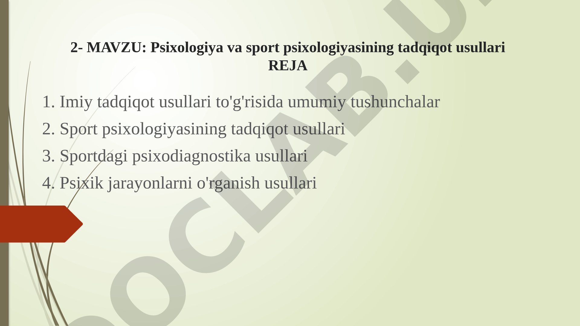 Psixologiya va sport psixologiyasining tadqiqot usullari
