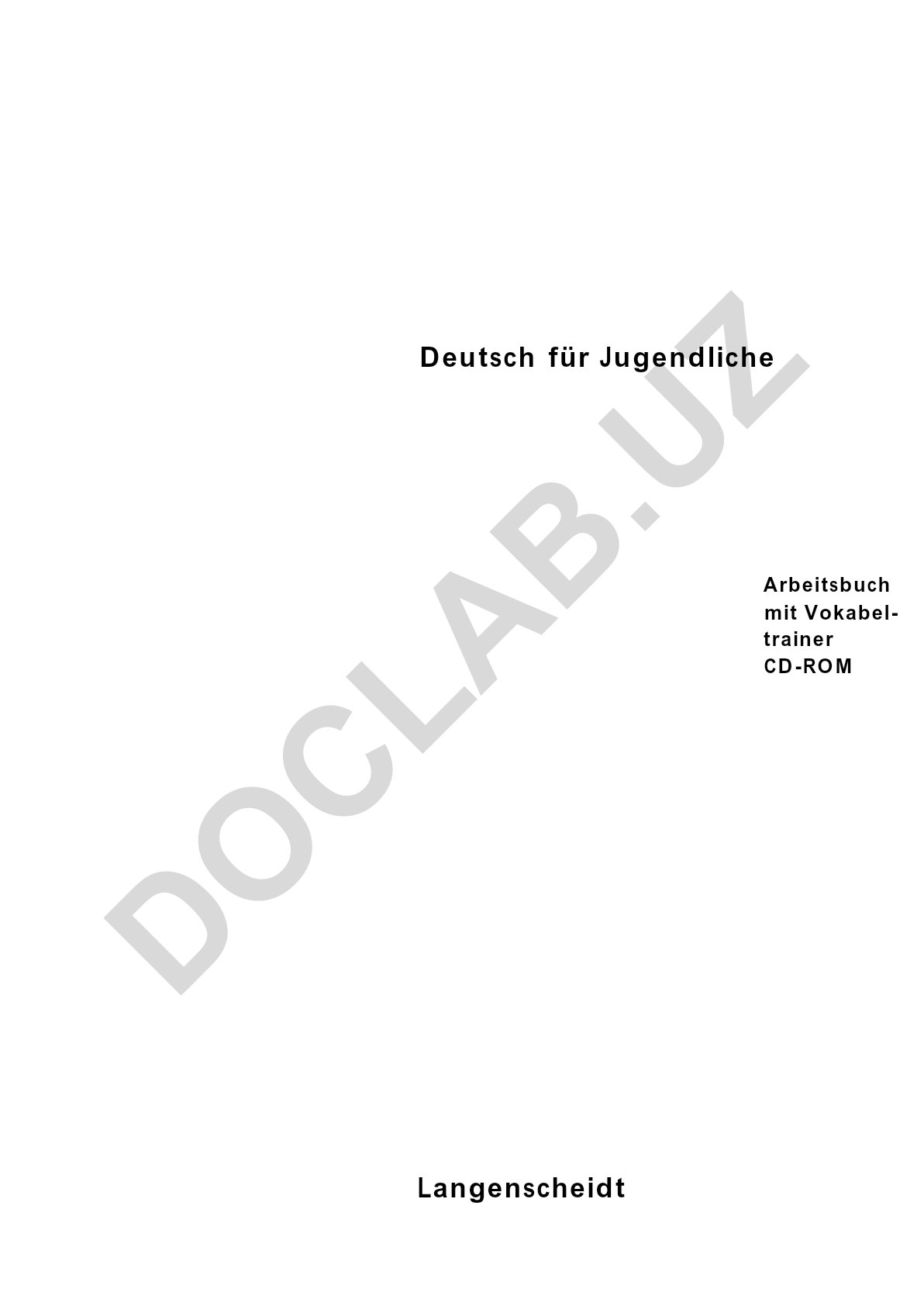 Langenscheidt Deutsch für Jugendliche Arbeitsbuch A1
