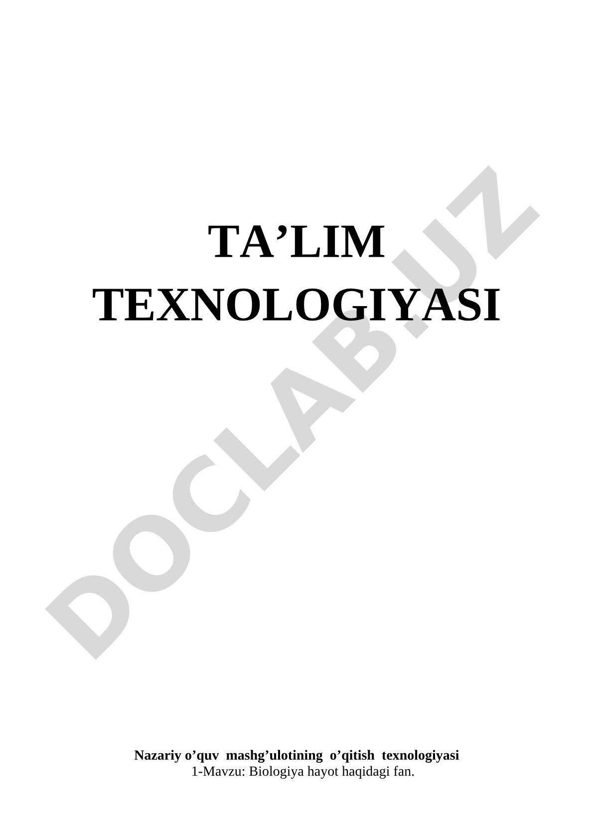 Biologiya hayot haqidagi fan