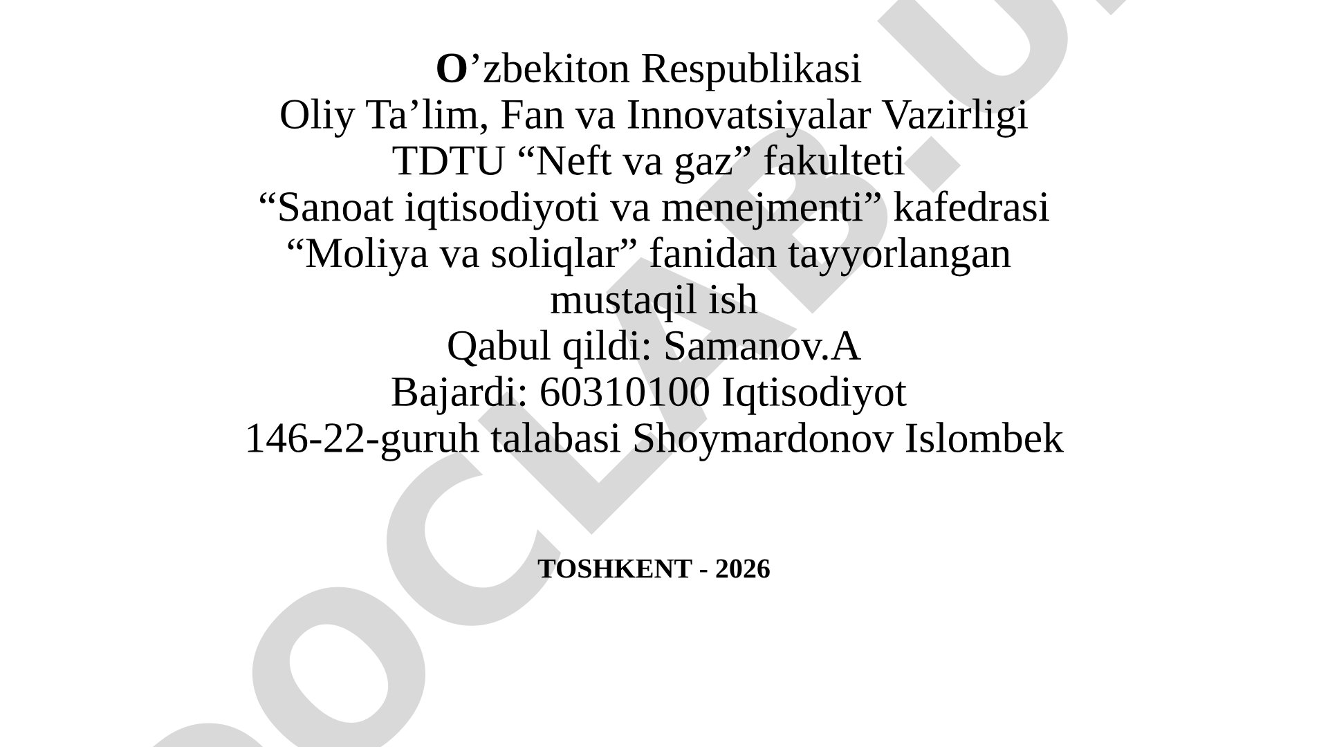 Savdo va umumiy ovqatlanish korxonalarini soliqqa tortish