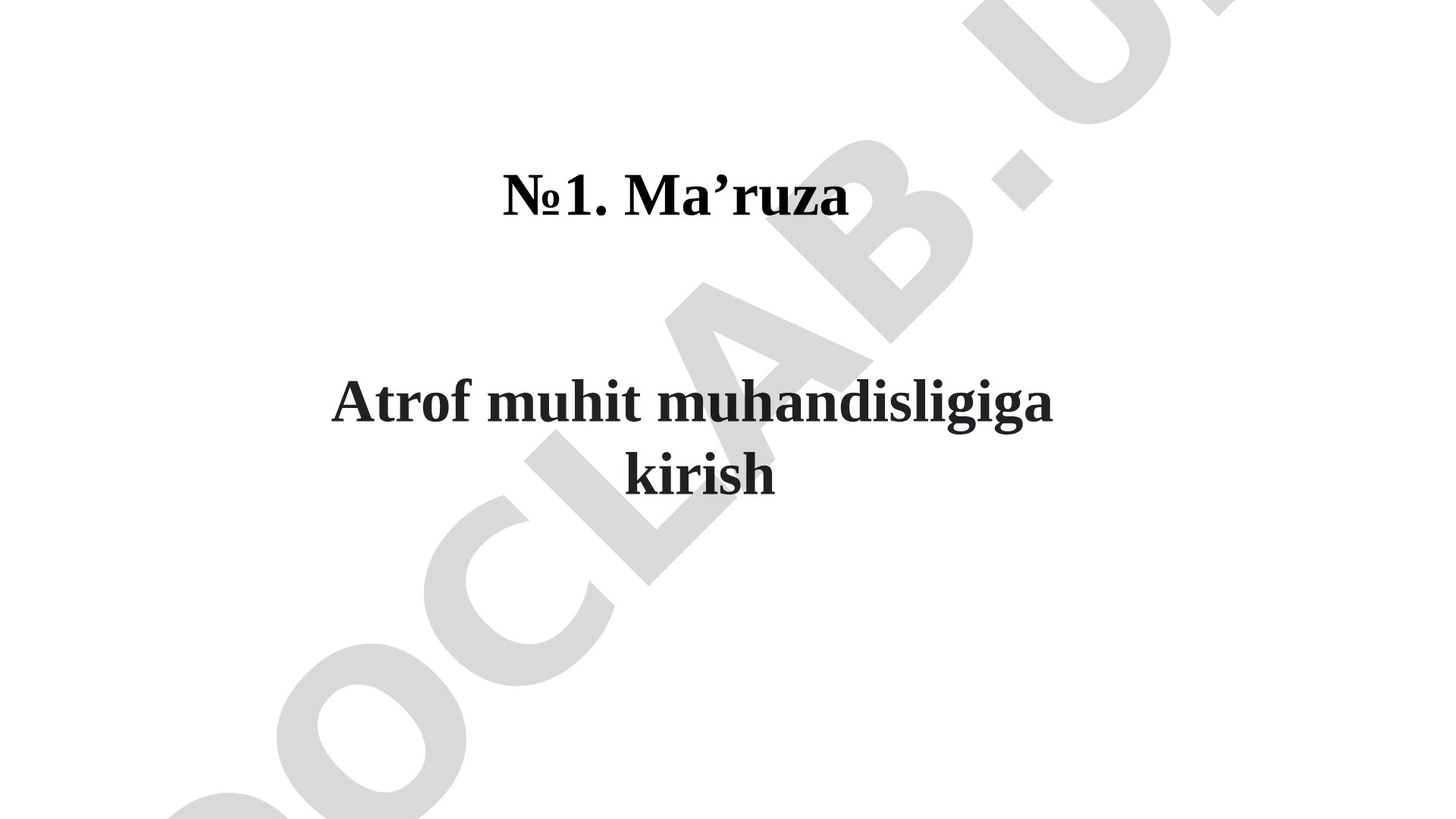 Atrof muhit muhandisligiga kirish