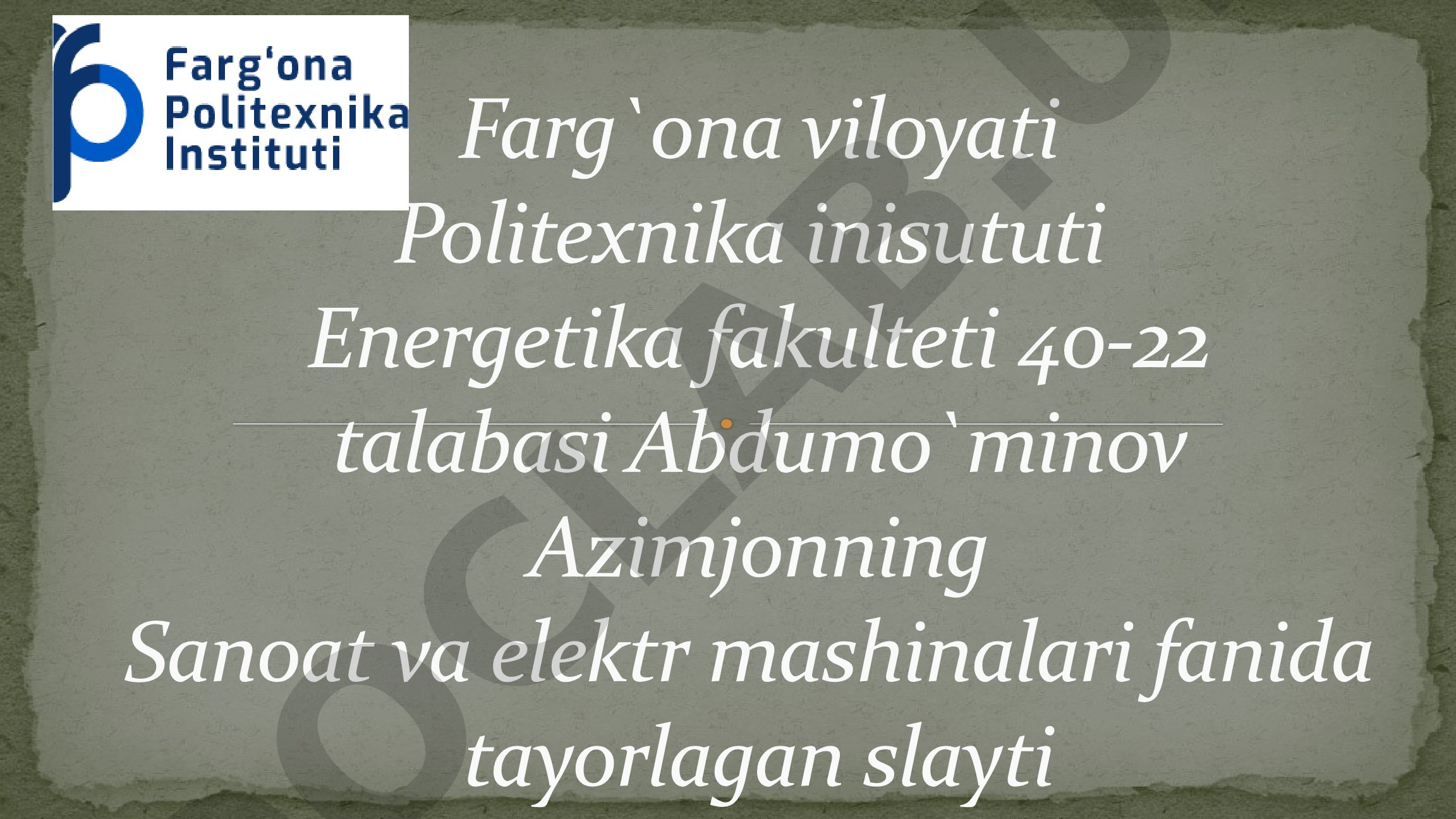 Elektr Mashinalarining Ish Rejimlari