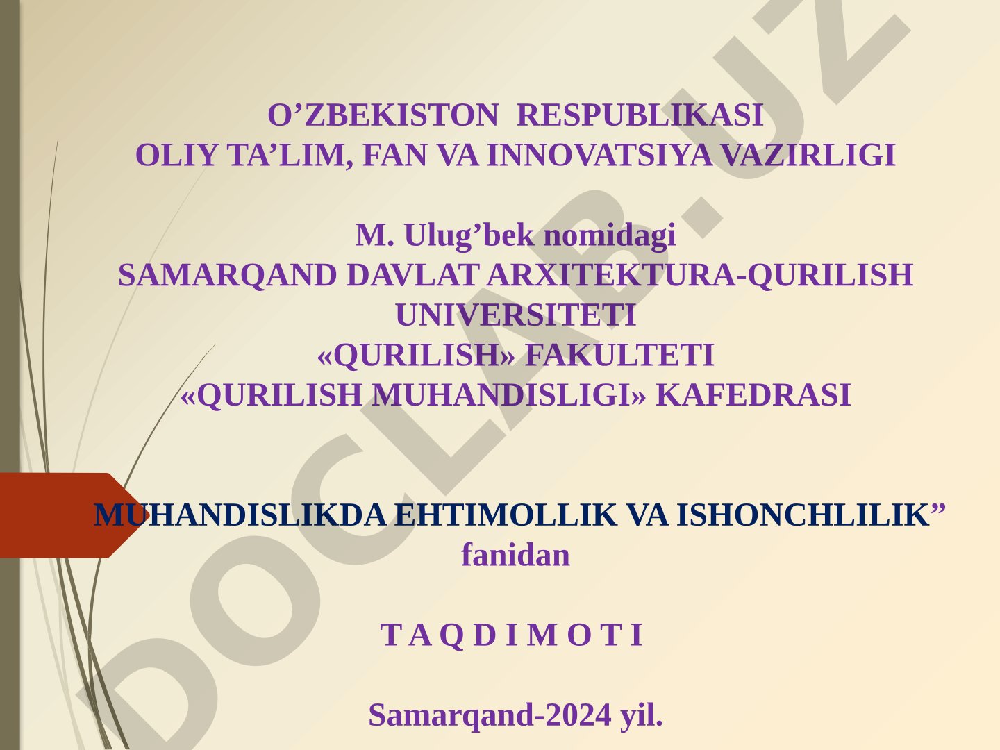 Qurilish mexanikasida kuch tushunchasi; fuqaro qurilishida ehtimollik va ishonchlilik