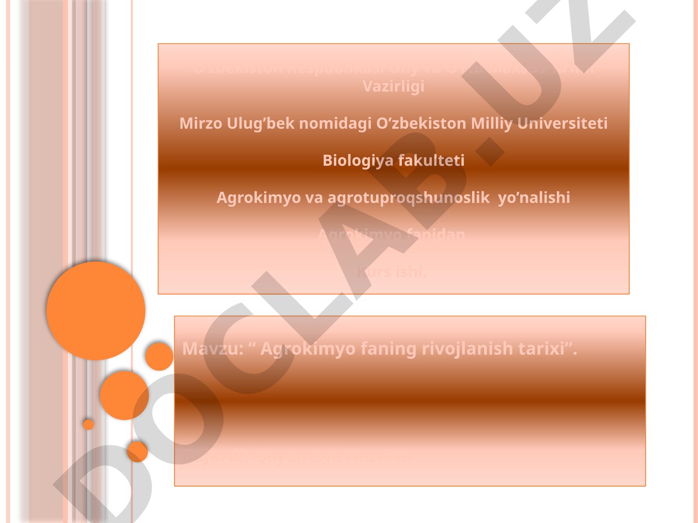 Agrokimyo faning rivojlanish tarixi