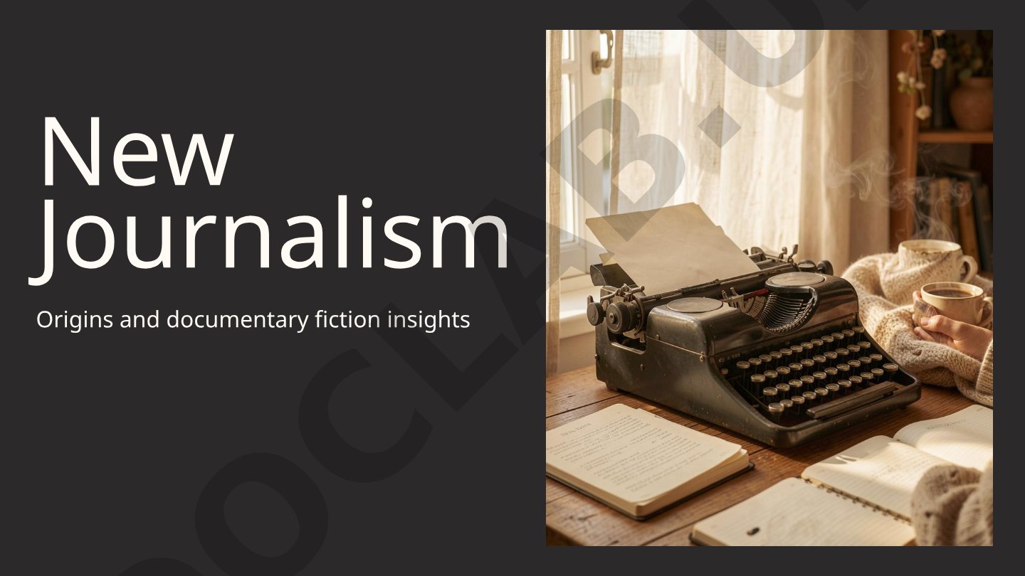 New Journalism Origins and documentary fiction insights