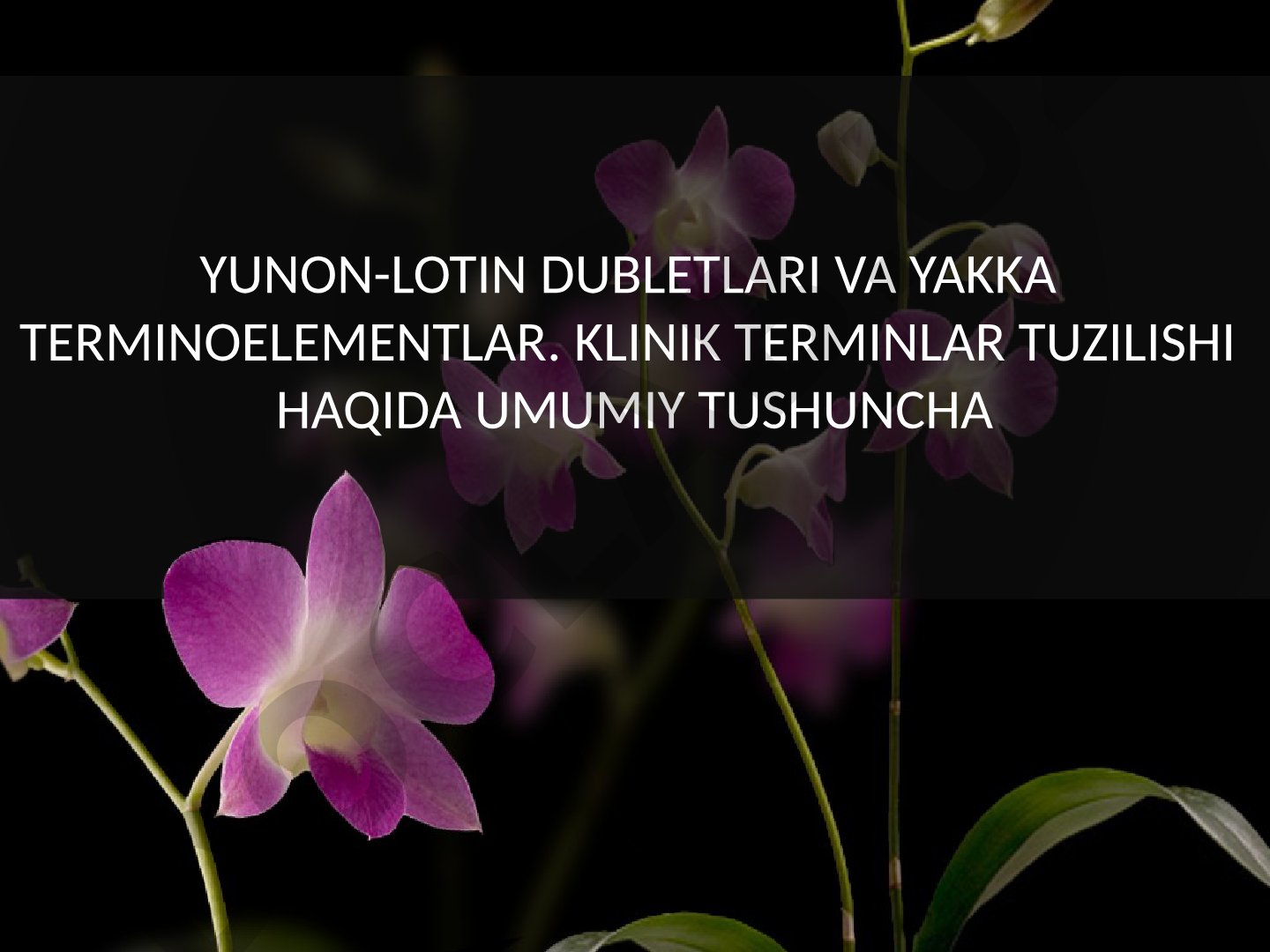 YUNON-LOTIN DUBLETLARI VA YAKKA TERMINOELEMENTLAR. KLINIK TERMINLAR TUZILISHI HAQIDA UMUMIY TUSHUNCHA