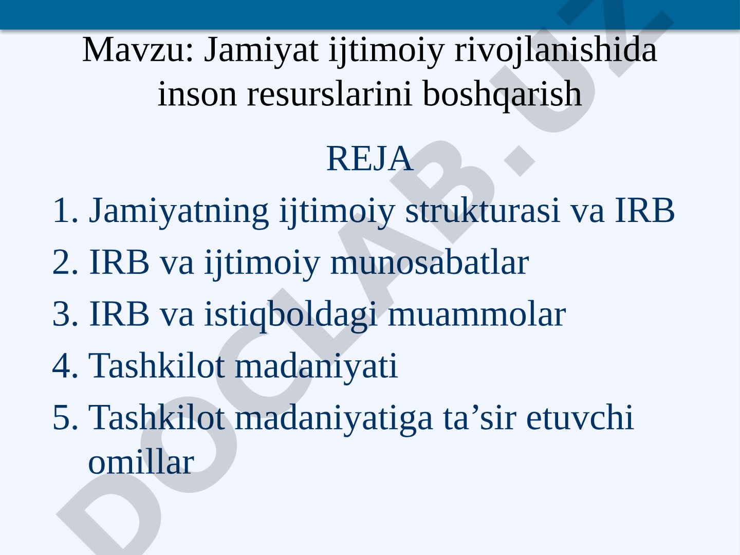 Jamiyat ijtimoiy rivojlanishida inson resurslarini boshqarish