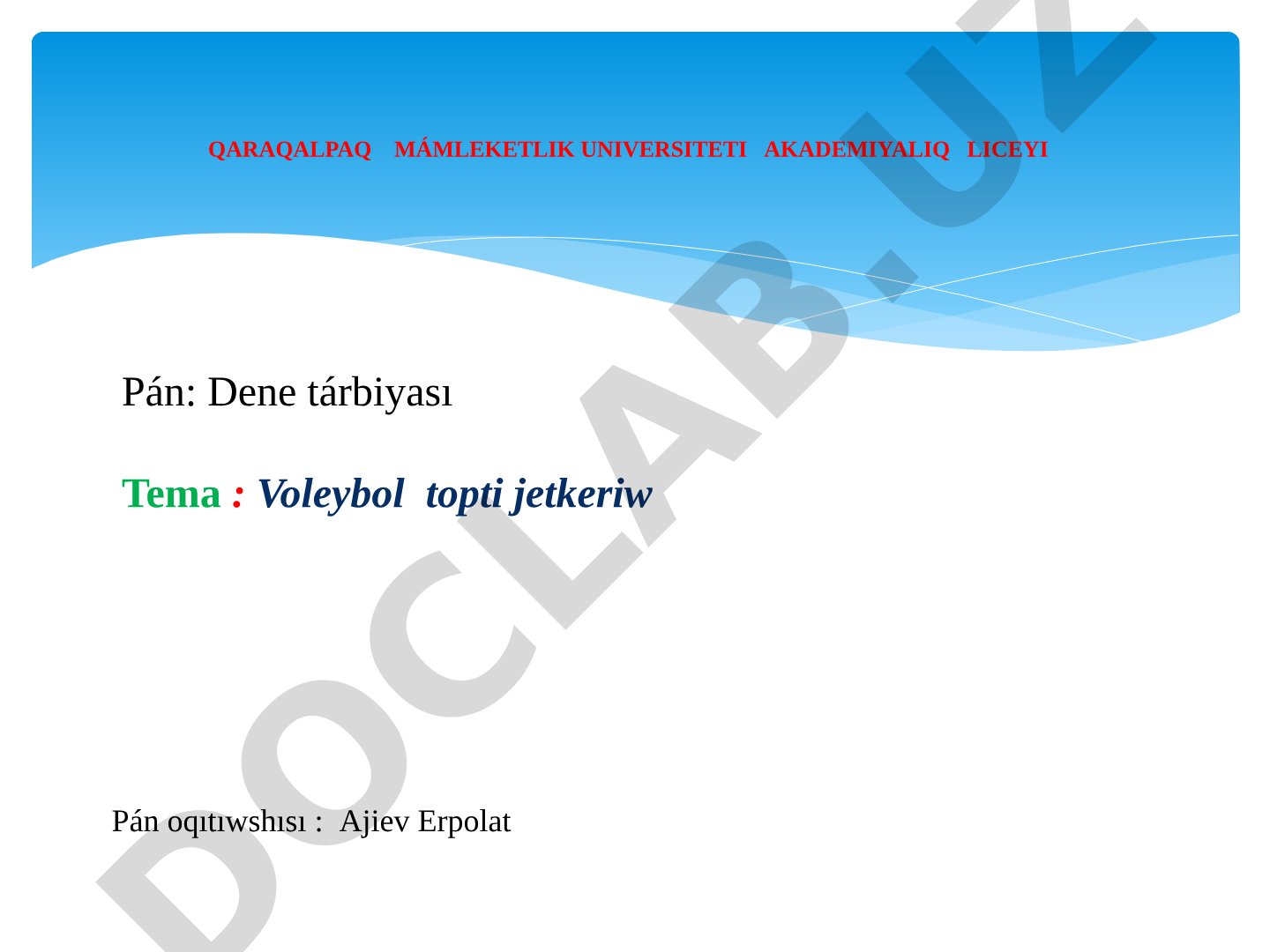 Voleybol oyınında topti jetkeriw texnikasi hám qağıydaları