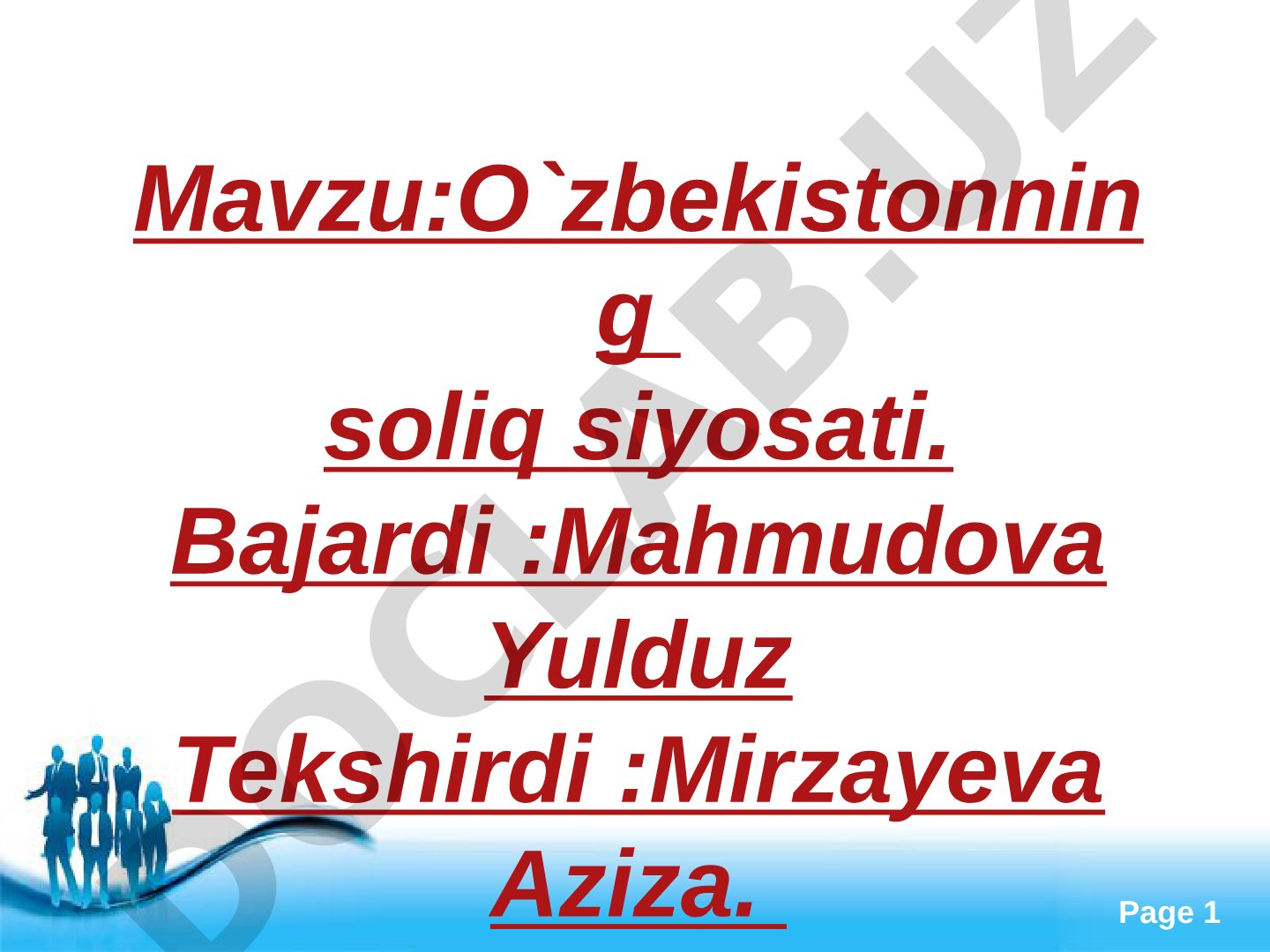 O`zbekistonning soliq siyosati
