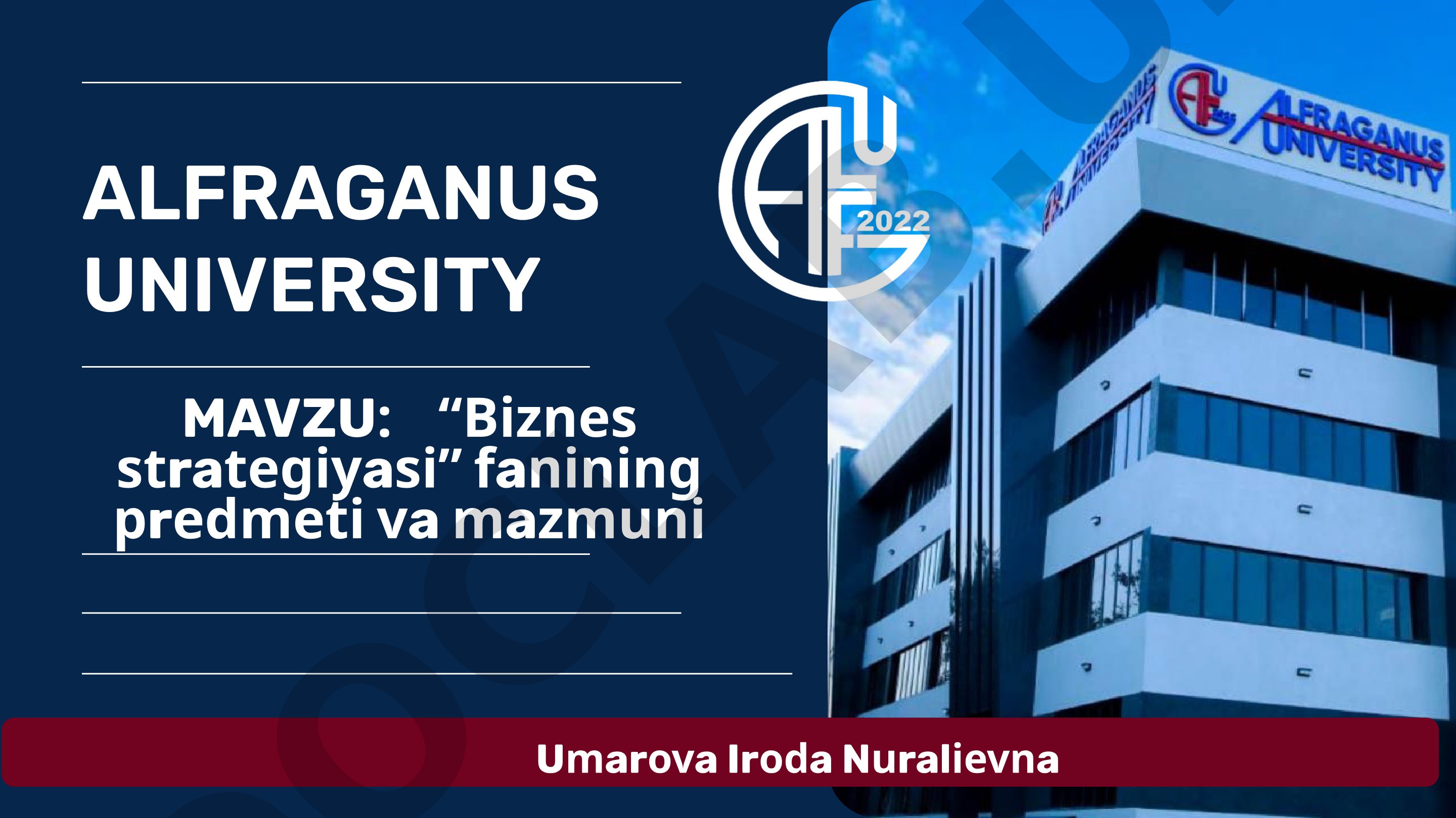 Biznes strategiyasi fanining predmeti va mazmuni