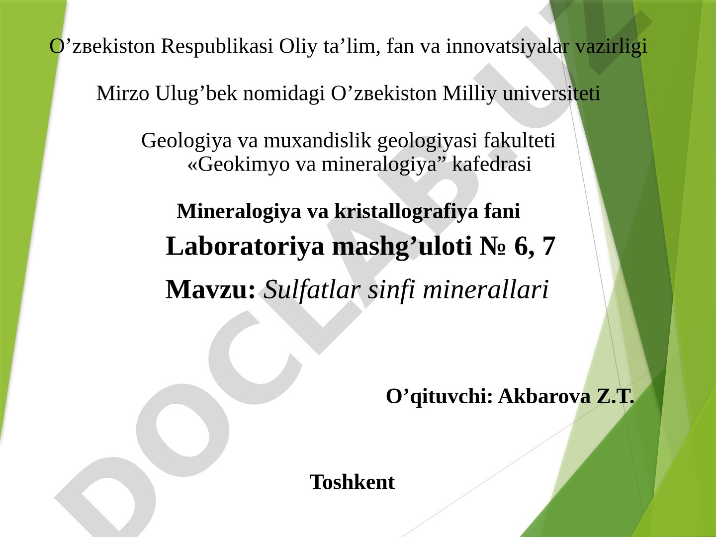 Sulfatlar sinfi minerallari
