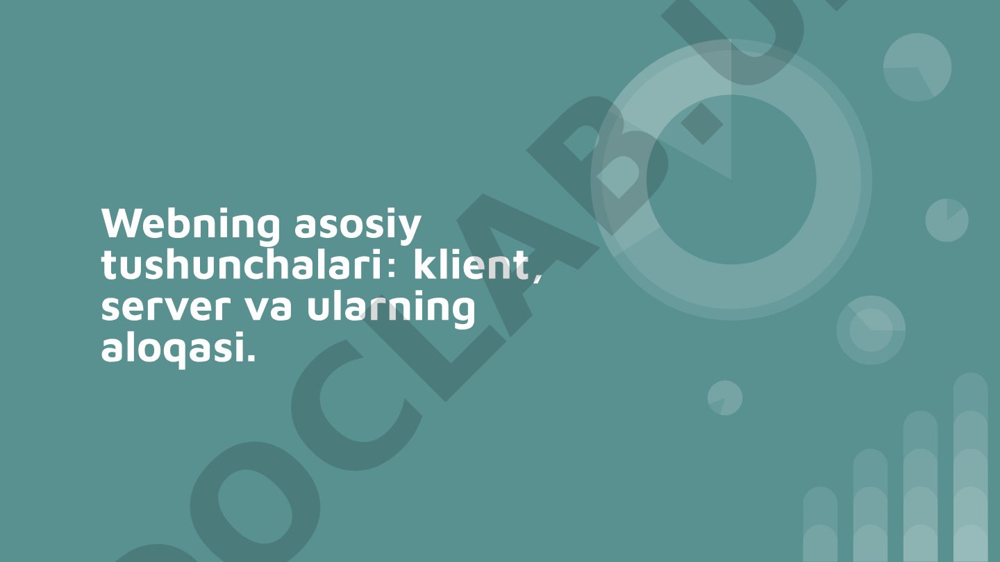 Webning asosiy tushunchalari: klient, server va ularning aloqasi