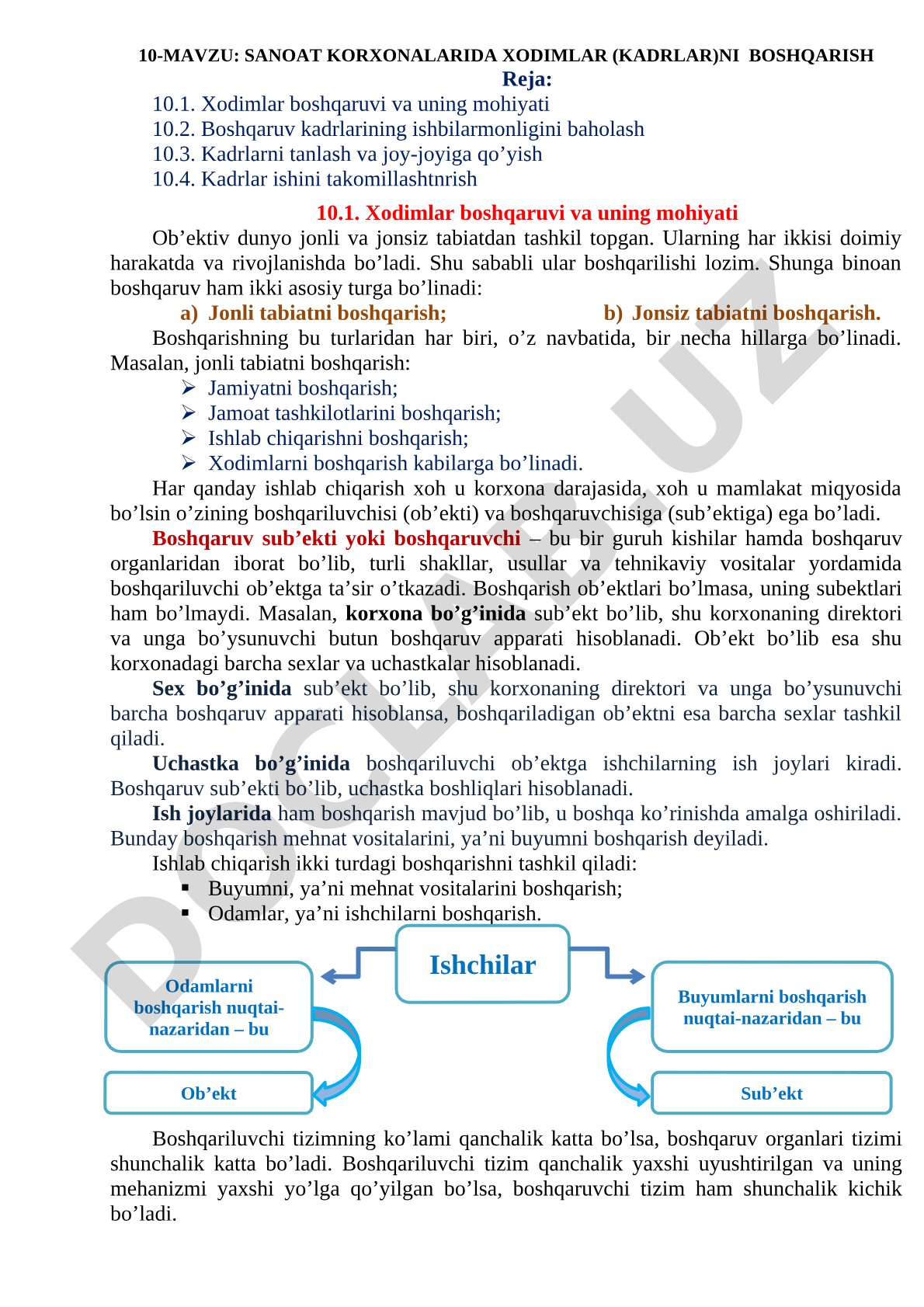Sanoat korxonalarida xodimlar (kadrlar)ni boshqarish