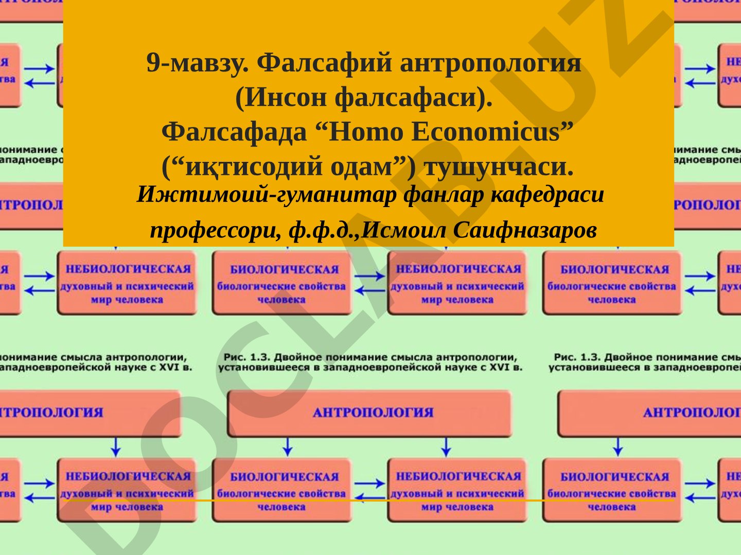 Фалсафий антропология (Инсон фалсафаси) ва Homo Economicus тушунчаси