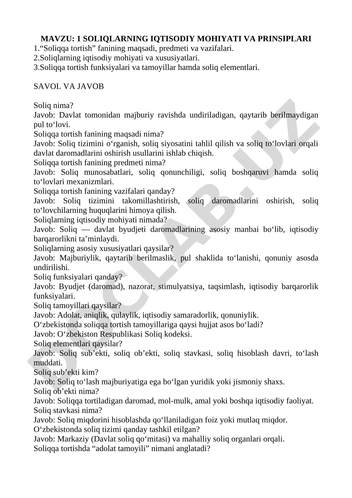 1 SOLIQLARNING IQTISODIY MOHIYATI VA PRINSIPLARI 1