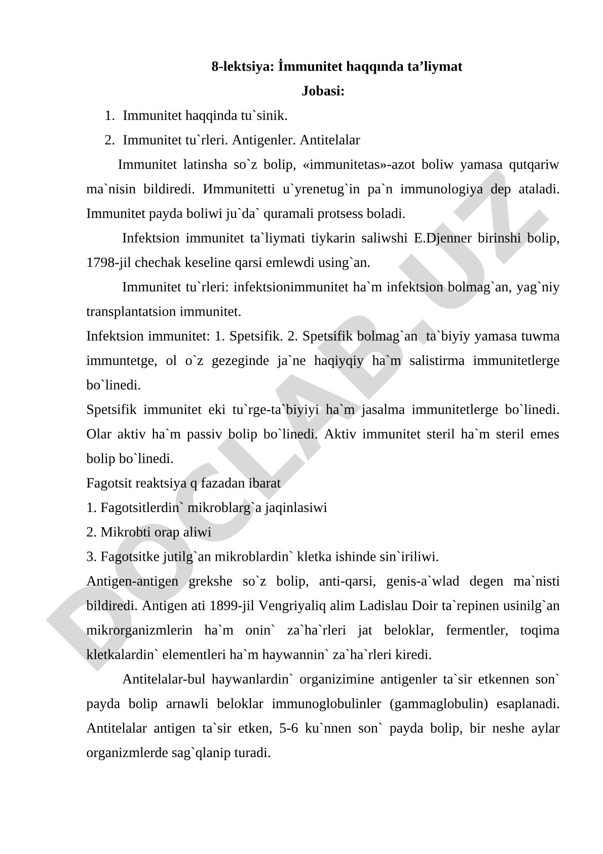 İmmunitet haqqında ta’liymat