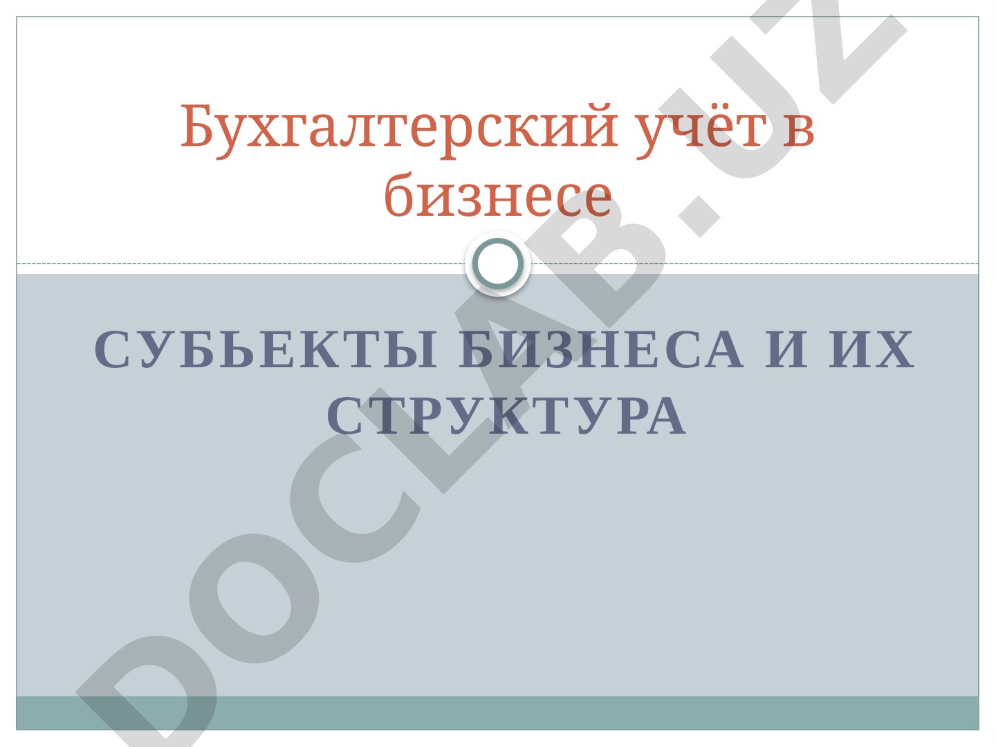 Субъекты бизнеса и их структура