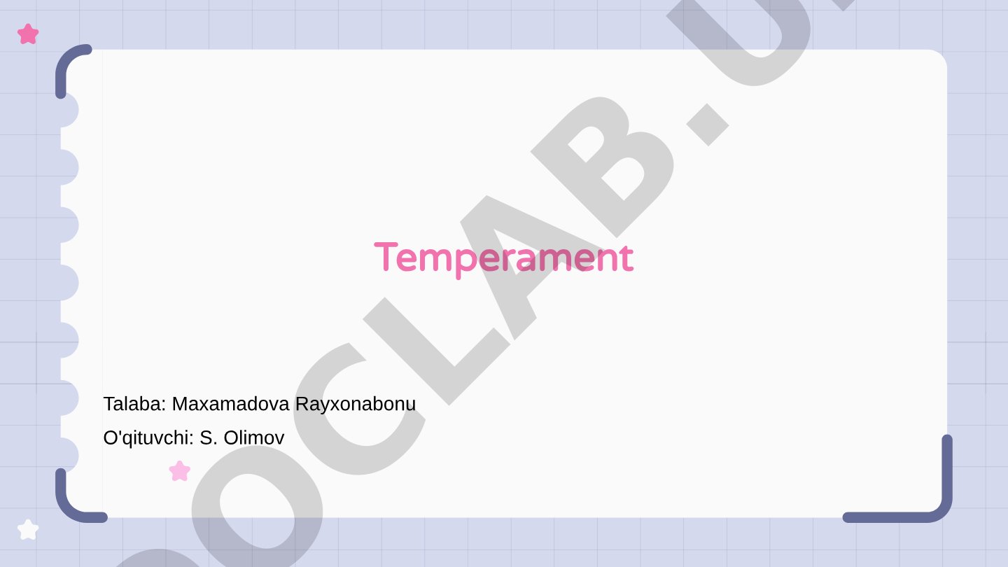 Temperament va uning turlari