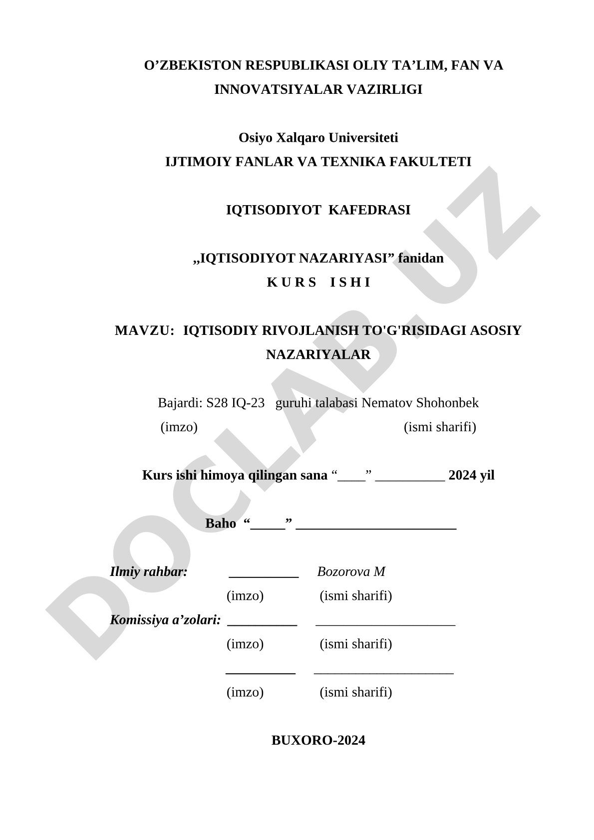 Iqtisodiy rivojlanish to'g'risidagi asosiy nazariyalar