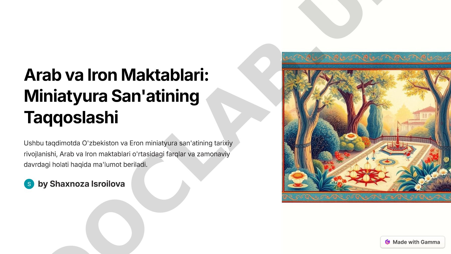 Arab va Iron Maktablari: Miniatyura San'atining Taqqoslashi