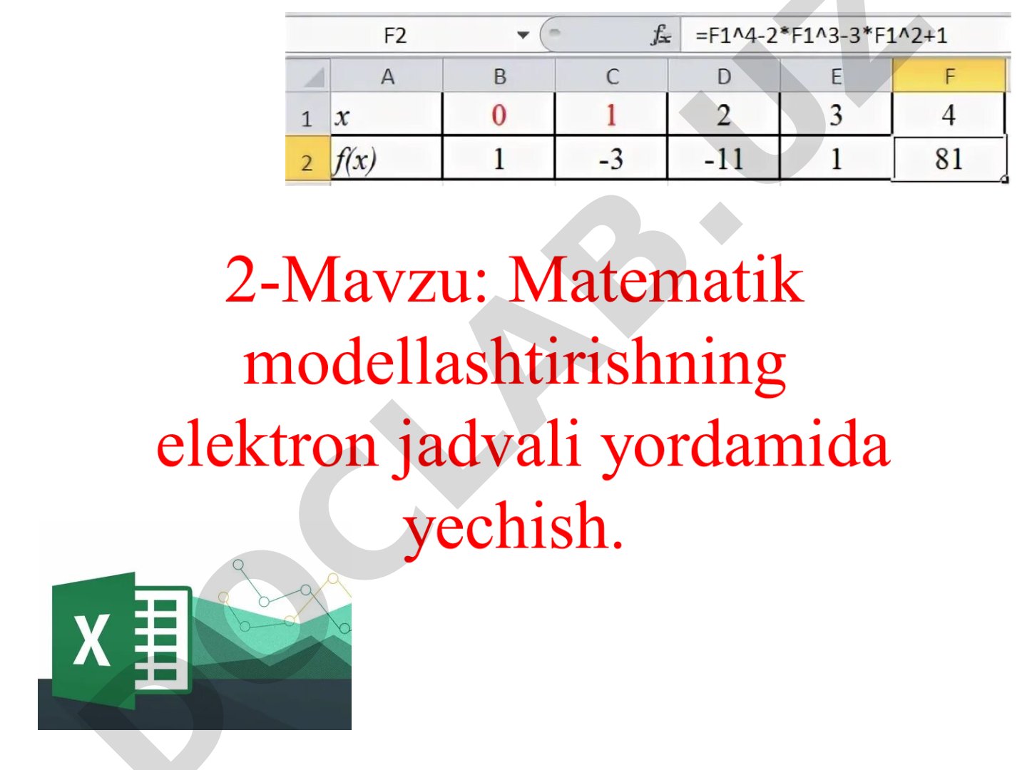 Excel dasturida ma'lumotlar bilan ishlash